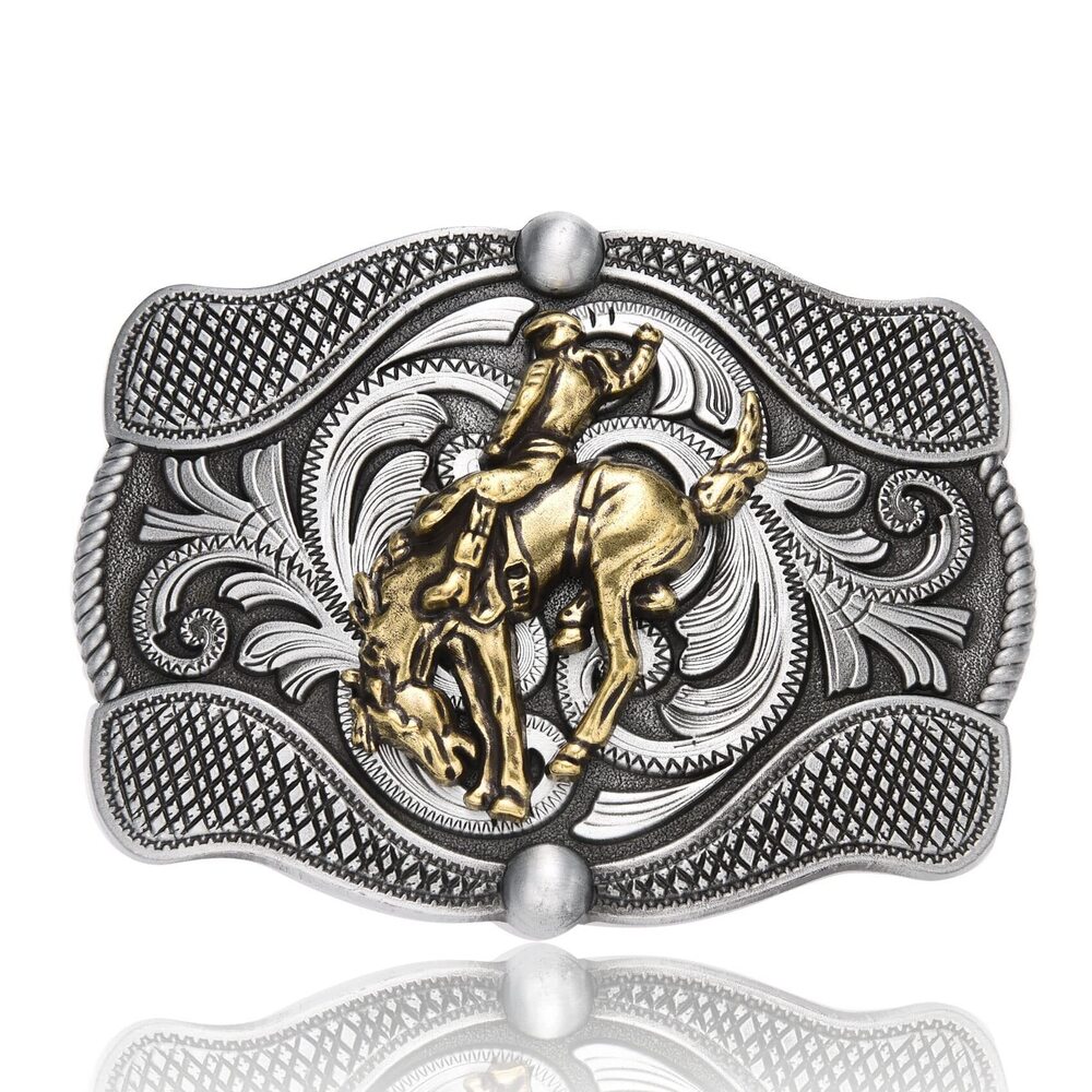 3674 Riding Horse Rodeo Championship Belt Buckle , Cowboy Religious Floral